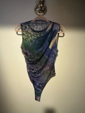 ZARA Patterned Women’s Sleeveless Lined Tulle Bodysuit size L